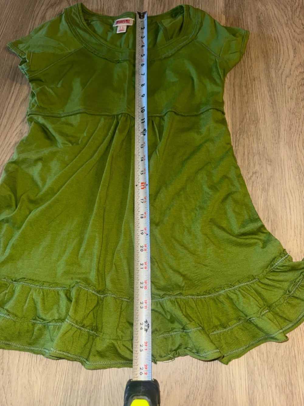 Whimsigoth Fairycore Moss Green Ruffle Tunic Dress Cottagecore Boho Top - Picture 3 of 5